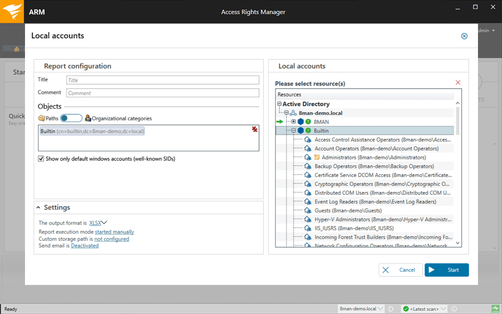 screenshot of Access Rights Manager